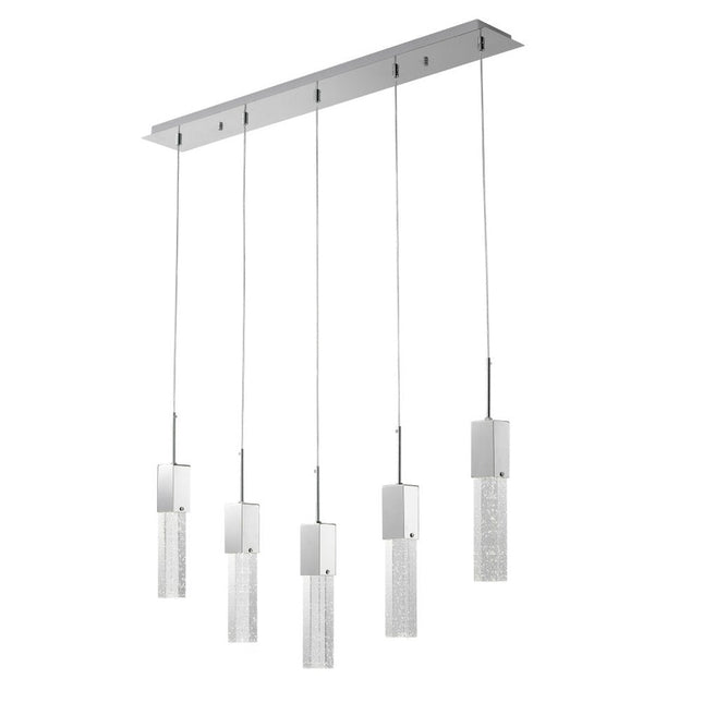 Silver And Clear Five Light Transparent Metal Dimmable Smart Enabled Chandelier With Clear Shades HomeRoots