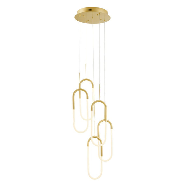 Gold Five Light Metal LED Dimmable Smart Enabled Chandelier HomeRoots