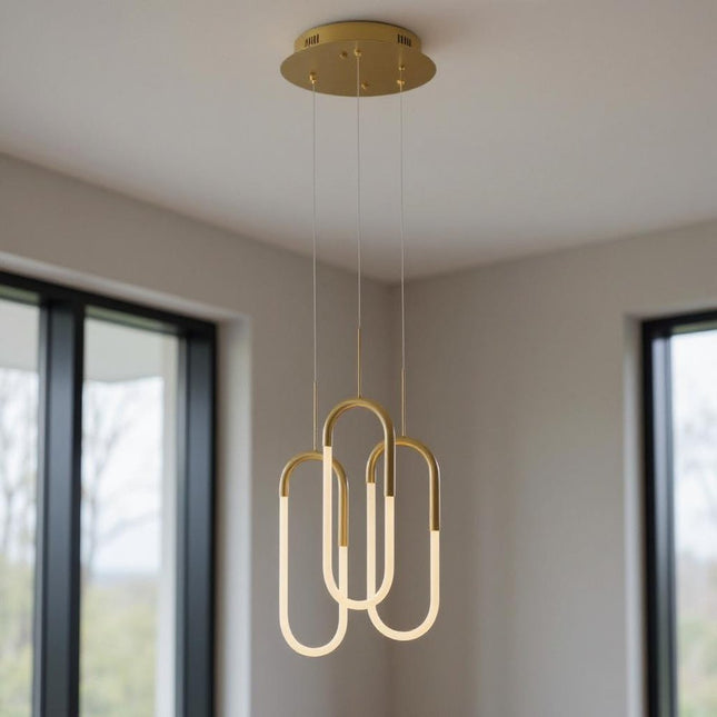 Gold Three Light Metal LED Dimmable Smart Enabled Chandelier HomeRoots