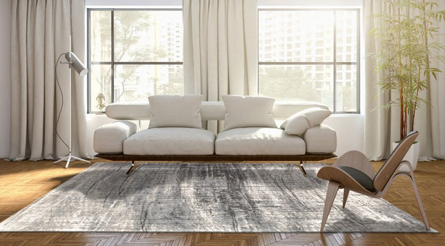 9' X 13' Gray and White Abstract Non Skid Area Rug HomeRoots