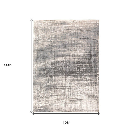 9' X 13' Gray and White Abstract Non Skid Area Rug HomeRoots