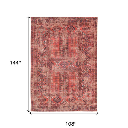 9' X 13' Red Oriental Non Skid Area Rug HomeRoots