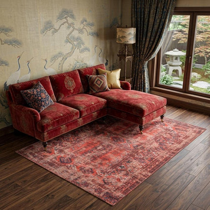 9' X 13' Red Oriental Non Skid Area Rug HomeRoots