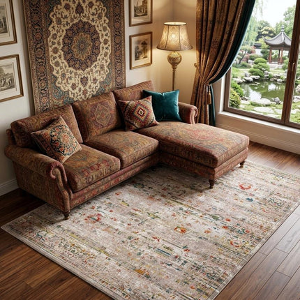 9' X 13' White Oriental Non Skid Area Rug HomeRoots