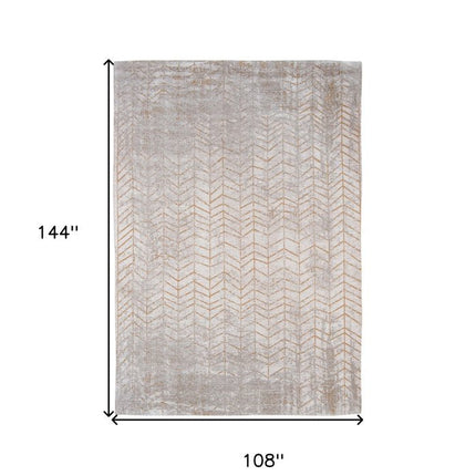 9' X 13' Gray and Yellow Chevron Non Skid Area Rug HomeRoots