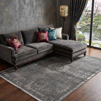 9' X 13' Gray Medallion Non Skid Area Rug HomeRoots
