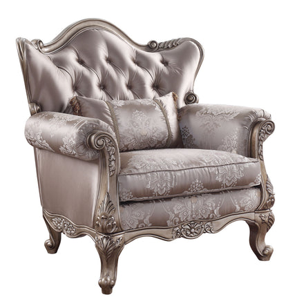 ACME 54867 Jayceon Chair with 1 Pillow, Fabric & Champagne