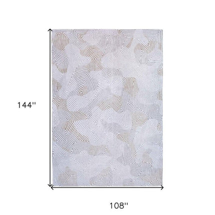 9' X 13' White Abstract Non Skid Area Rug HomeRoots