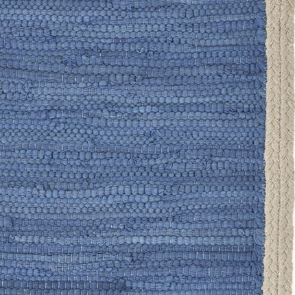 19" Set of Four Blue And Natural Solid With Border Cotton Placemats HomeRoots