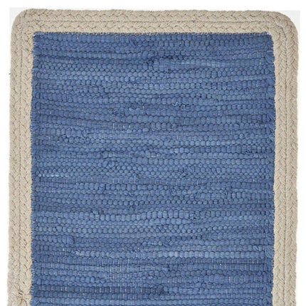 19" Set of Four Blue And Natural Solid With Border Cotton Placemats HomeRoots