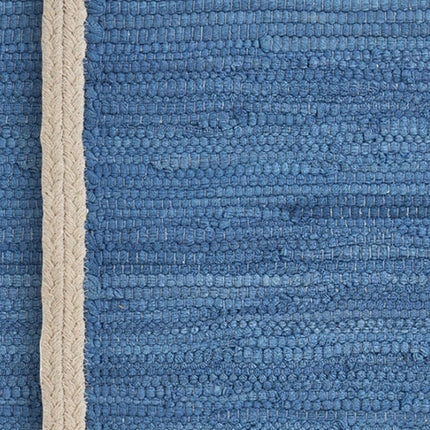 19" Set of Four Blue And Natural Solid With Border Cotton Placemats HomeRoots