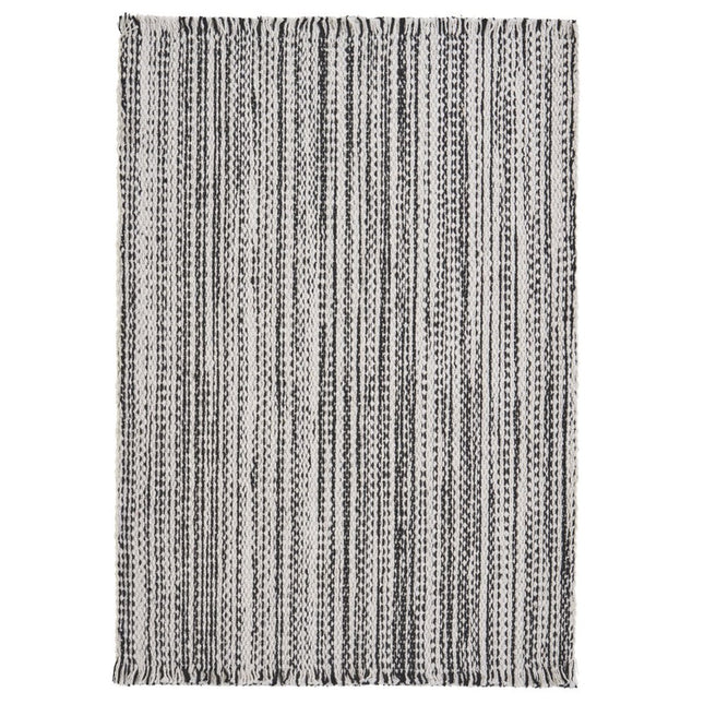 19" Set of Four Black And White Striped Cotton Placemats
