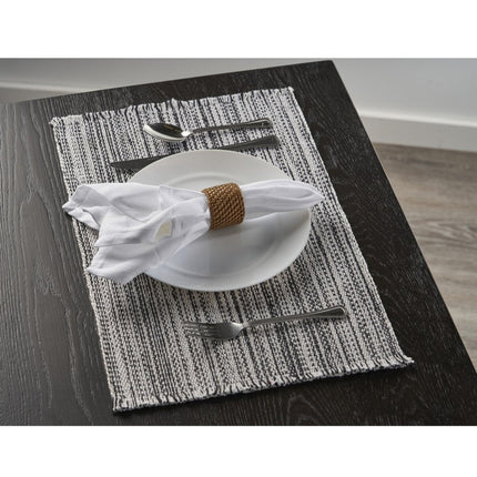 19" Set of Four Black And White Striped Cotton Placemats HomeRoots