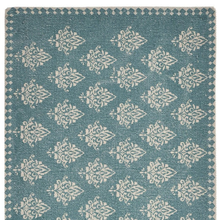 19" Set of Four Cream And Turquoise Damask Cotton Placemats HomeRoots