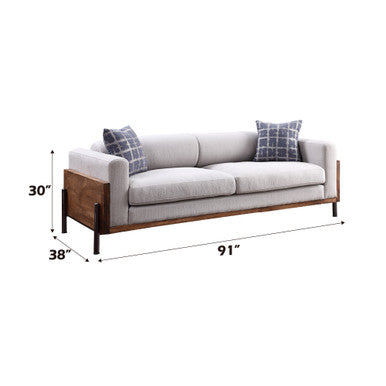 ACME 54890 Pelton Sofa with Pillows, Fabric & Walnut ACME Furniture