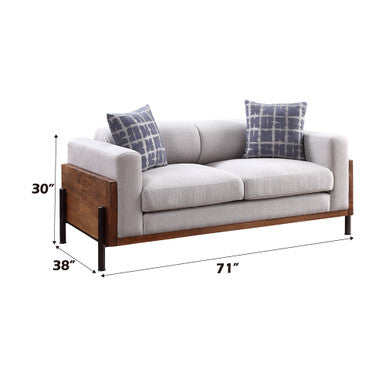 ACME 54891 Pelton Loveseat with Pillows, Fabric & Walnut ACME Furniture