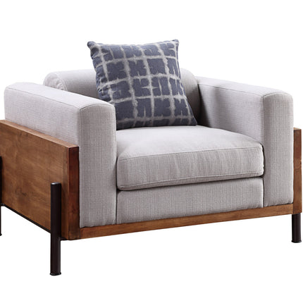 ACME 54892 Pelton Chair with 1 Pillow, Fabric & Walnut