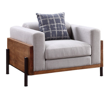 ACME 54892 Pelton Chair with 1 Pillow, Fabric & Walnut ACME Furniture