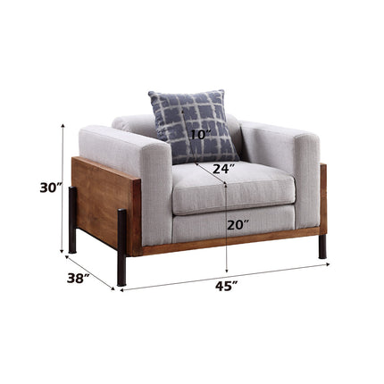 ACME 54892 Pelton Chair with 1 Pillow, Fabric & Walnut