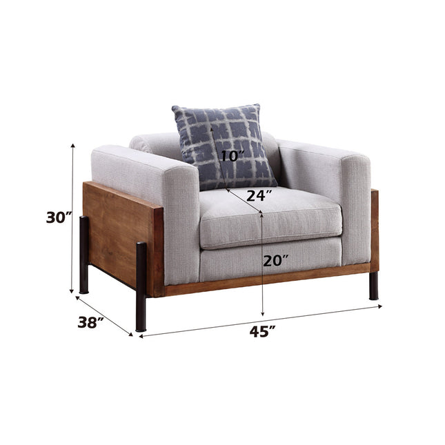ACME 54892 Pelton Chair with 1 Pillow, Fabric & Walnut