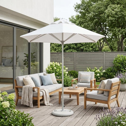 9' White Polyester Round Market Patio Umbrella HomeRoots