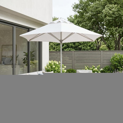 9' White Polyester Round Market Patio Umbrella HomeRoots