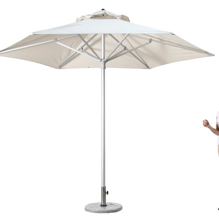 9' White Polyester Round Market Patio Umbrella