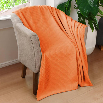 King Burnt Orange Cotton Woven Geometric Blanket HomeRoots