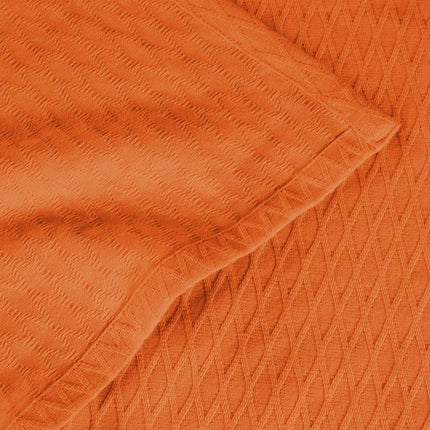 King Burnt Orange Cotton Woven Geometric Blanket HomeRoots