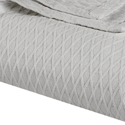 Twin Platinum Cotton Cable Knit Blanket HomeRoots