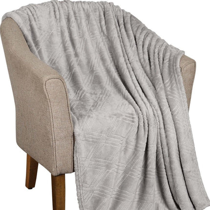 King Platinum Flannel Geometric Plush Blanket HomeRoots
