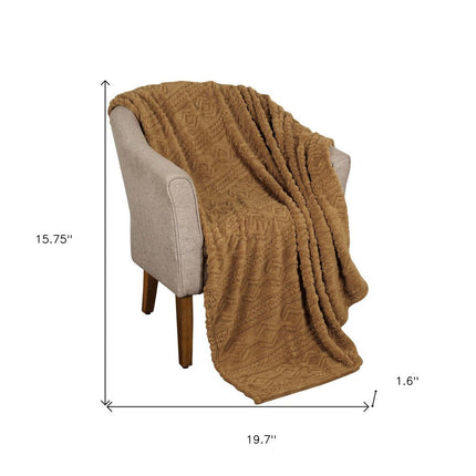 Twin Camel Fleece Geometric Plush Blanket HomeRoots