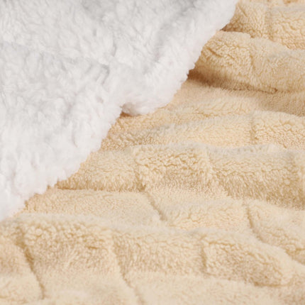King Cream Fleece Knitted Plush Blanket HomeRoots