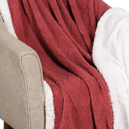 King Red And Orange Fleece Knitted Plush Blanket HomeRoots
