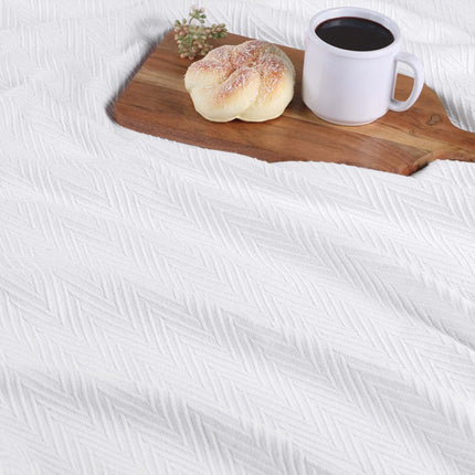 King White Cotton Woven Chevron Blanket HomeRoots