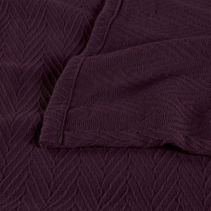 Twin Plum Cotton Woven Chevron Blanket HomeRoots