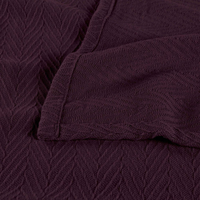 Twin Plum Cotton Woven Chevron Blanket HomeRoots