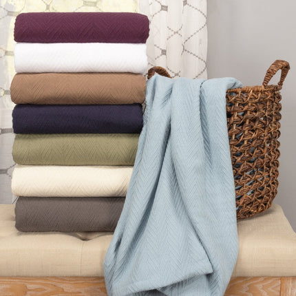 Twin Plum Cotton Woven Chevron Blanket HomeRoots