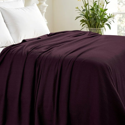 Twin Plum Cotton Woven Chevron Blanket HomeRoots