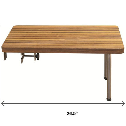 1" X 27" Brown Teak Rectangular Shower Bench HomeRoots