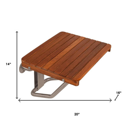 14" X 20" Brown Teak Rectangular Shower Bench HomeRoots