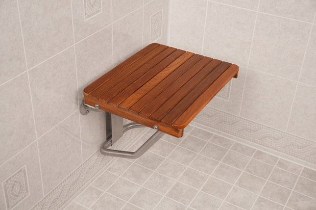 14" X 22" Brown Teak Rectangular Shower Bench HomeRoots