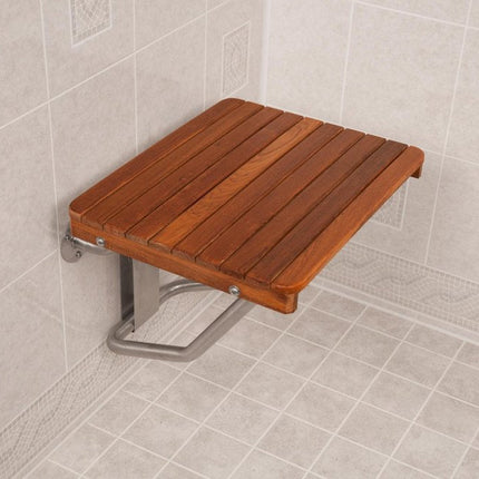 14" X 24" Brown Teak Rectangular Shower Bench HomeRoots