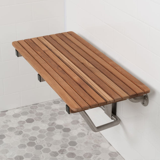 14" X 30" Brown Teak Rectangular Shower Bench HomeRoots