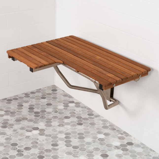 14" X 30" Brown Teak Rectangular Shower Bench HomeRoots