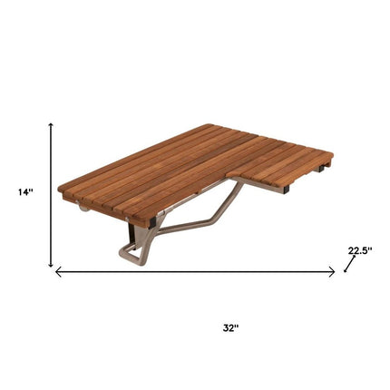 14" X 32" Brown Teak Rectangular Shower Bench HomeRoots