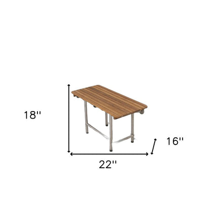 18" X 22" Brown Teak Rectangular Shower Bench HomeRoots
