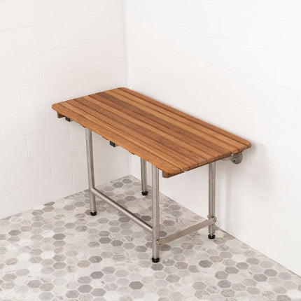18" X 24" Brown Teak Rectangular Shower Bench HomeRoots