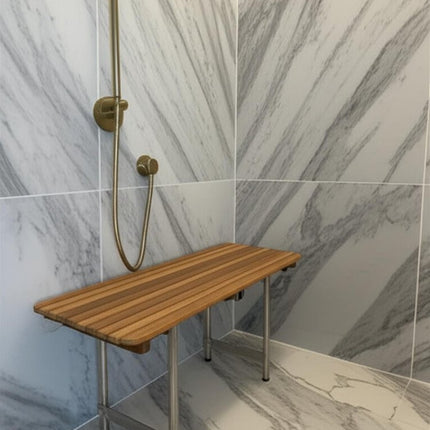 18" X 30" Brown Teak Rectangular Shower Bench HomeRoots