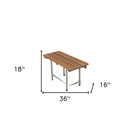 18" X 36" Brown Teak Rectangular Shower Bench HomeRoots